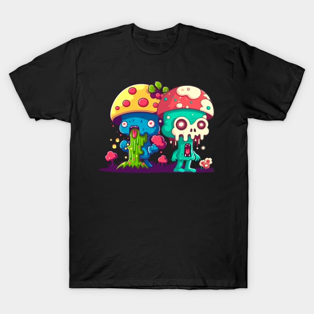 Funny Zombie mushrooms T-Shirt by KIDEnia